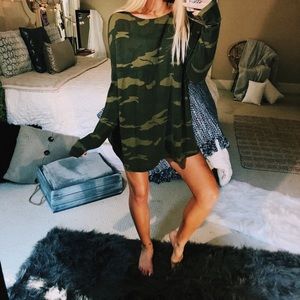 Slouchy camo T-shirt dress